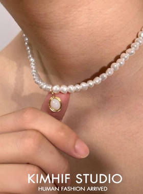 珍珠项链男设计感小众高级感痞帅装饰项链男轻奢小众男