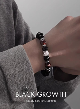 黑曜石转运珠小众设计手链男