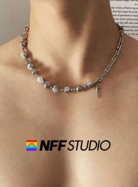 爆款钛钢星芒冰裂男项链