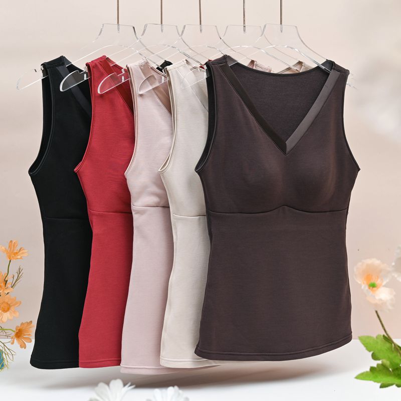 芝己60支牛奶纤维加绒保暖背心