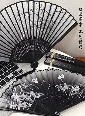【水墨风】中国风潮流古典布料扇子折扇竹扇文艺随身携带拍照小扇