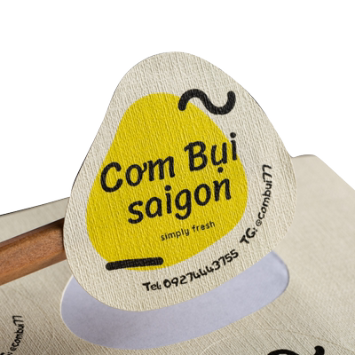 米黄粗糙麻布纹理logo贴纸定制