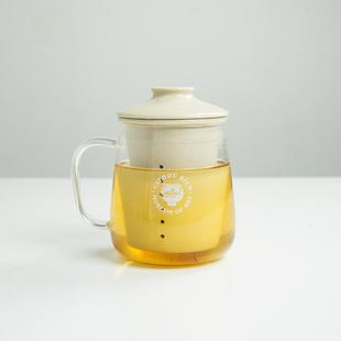 泡茶杯陶瓷茶漏耐热清风杯 加厚耐高温琉璃带把手家用茶水分离中式