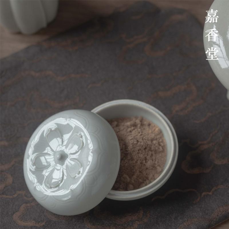 手工柿子香粉盒 仿古草木灰釉陶瓷粉罐 香道炉瓶三事用具香盒