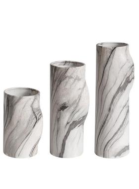 现代简约灰白大理石纹陶瓷插花器花瓶摆件样板间酒店客厅餐桌装饰