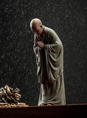 新中国风紫砂僧禅宗饰品创意客厅书房茶室茶桌陶瓷工艺品装饰