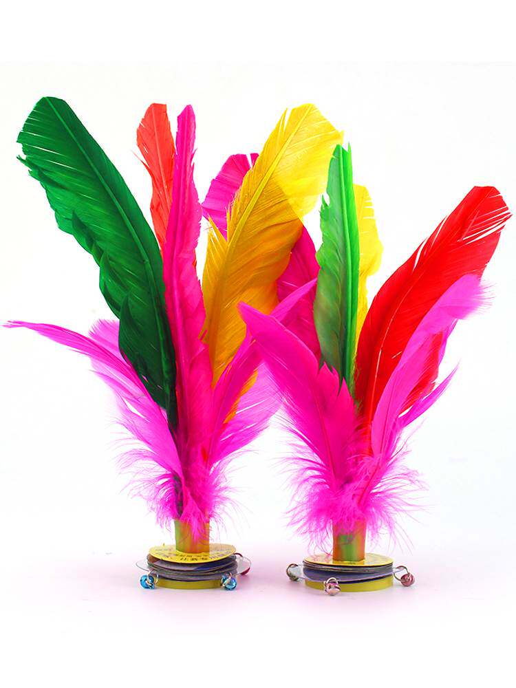 3个装毽子大号鹅毛羽毛彩色比赛用毽球牛筋底大花键成人学生毽子