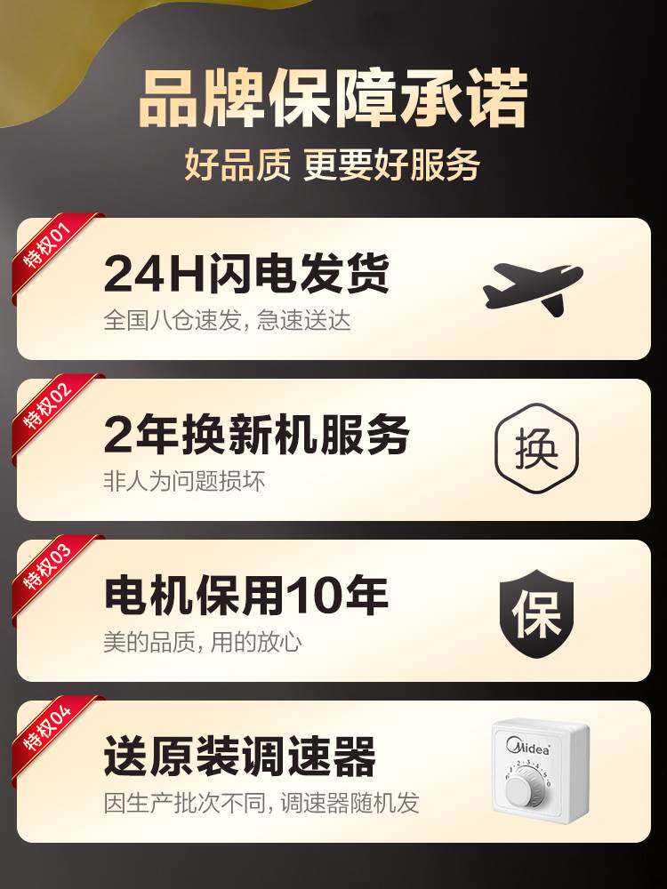 美的吊扇56寸家用商用铁叶大风力客厅餐厅宿舍工厂工业吊式电风扇