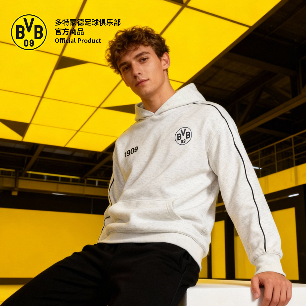 多特俱乐部简约帽衫米白色男女