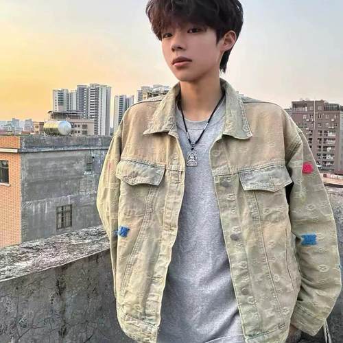 黄泥花点牛仔外套网红同款