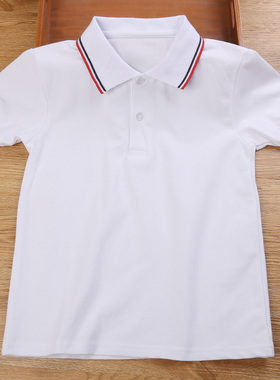 儿童短袖T恤男女童POLO衫校服班服中小学生园服夏装条纹宝宝上装
