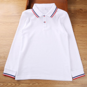 男童女童春秋装 儿童校服中小学生园服白色长袖 T恤POLO衫 加绒上衣