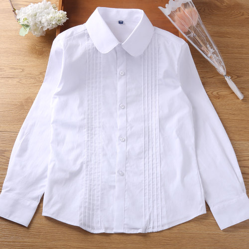儿童衬衫女童长袖纯棉校服
