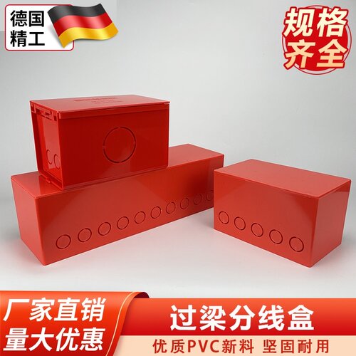 PVC过梁盒红蓝白加深理线盒加厚方盒明装天花电线盒线管梁暗盒家