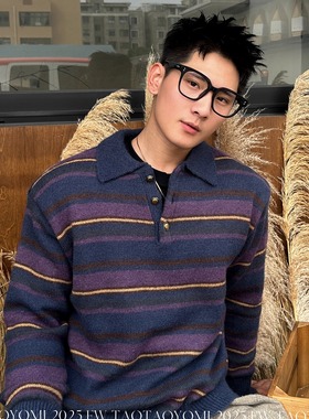 TTYM*美式老钱polo领毛衣男女秋季新款宽松休闲百搭针织衫上衣