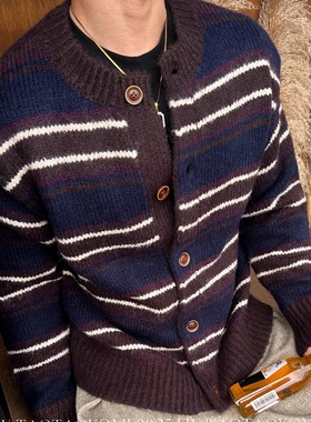 TTYM*美式复古慵懒风毛衣男女秋冬季新款宽松休闲针织衫上衣开衫