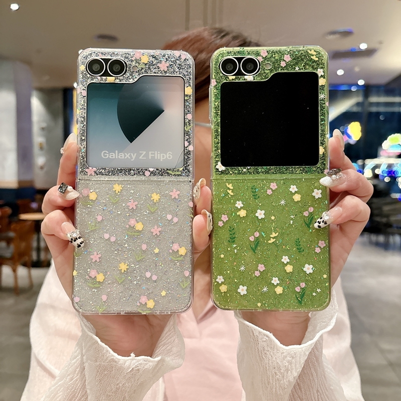 适用三星W24Flip手机壳新款ZFlip5保护套心系天下25filp透明闪粉Galaxy Z Flip6折叠屏zfilp6时尚galaxyzflip