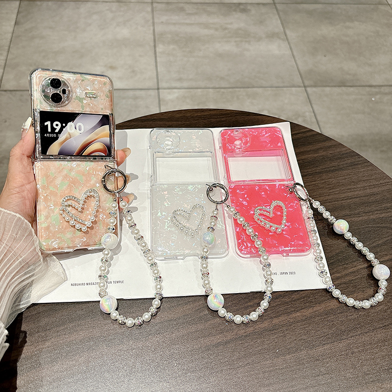 适用vivoxflip手机壳腕带xfilp贝壳纹vivixflip网红vivoxfilp女款新款vivo小折叠x flip爱心水钻vivoflip透明