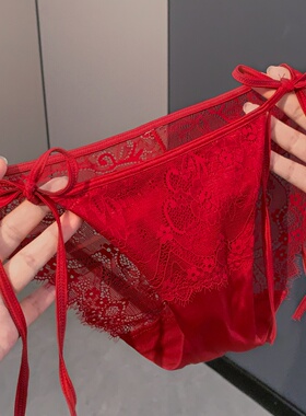 「HS」绯焰柔情*性感蕾丝小心机本命年内裤女2026新款三角裤红色