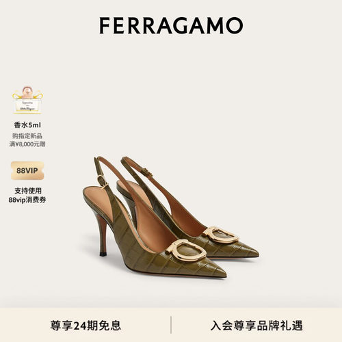 【新品】FERRAGAMO菲拉格慕女士大号Gancini扣饰高跟鞋
