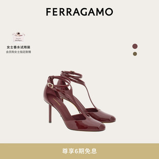 FERRAGAMO菲拉格慕女士T形系帶高跟鞋 婚鞋 涼鞋 6期免息