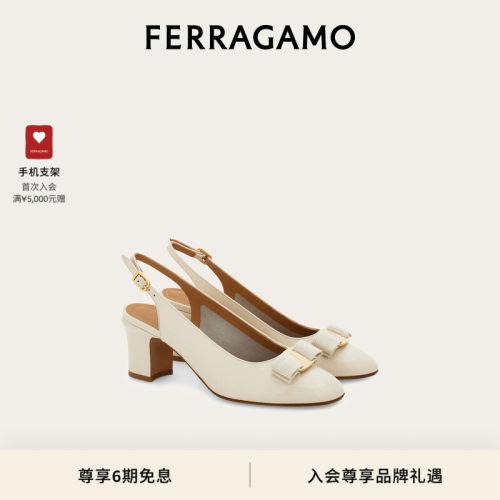 【6期免息】FERRAGAMO菲拉格慕女士Vara蝴蝶结露跟高跟鞋