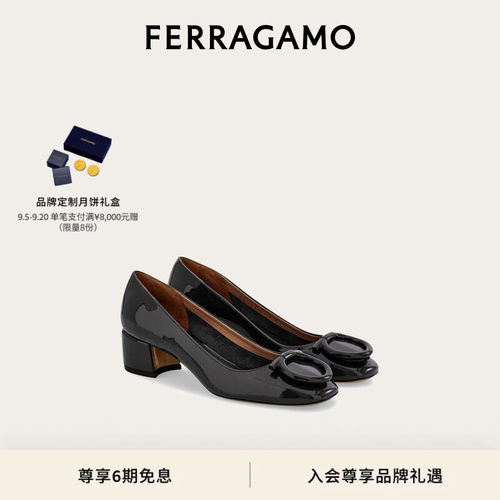 【6期免息】FERRAGAMO菲拉格慕女士大号Gancini扣饰高跟鞋