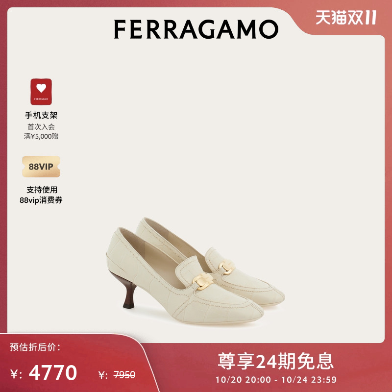 【限时特享】FERRAGAMO菲拉格慕女士猫跟乐福鞋莫卡辛鞋