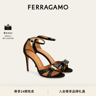 【新品】FERRAGAMO菲拉格慕女士水晶玻璃装饰Vara蝴蝶结凉鞋