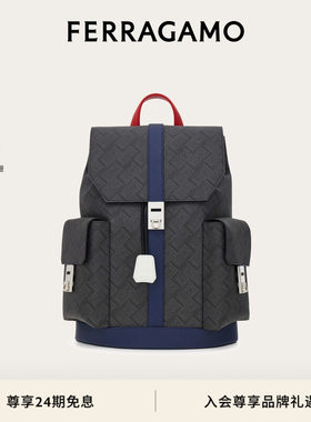 【新品】FERRAGAMO菲拉格慕男Citymatch 双口袋Gancini扣饰双肩包