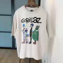 Men's Short-Sleeved T-Shirt Os Version Loose Shoulder-Length Gorillaz Band Metal Rock Punk Ac/Dc Naughty Band