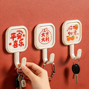 挂钩强力粘胶粘钩免打孔宿舍门后钥匙墙壁喜庆衣钩子厨房入户承重