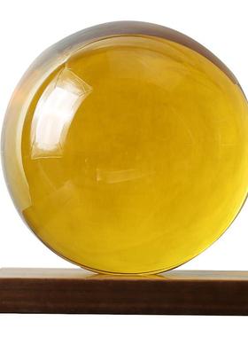 2026黄白水晶球摆件人造透明玻璃球绿紫蓝粉水晶球女孩开 业装饰