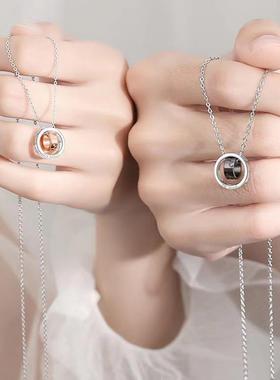 2026美女与野兽情侣项链一对森系韩版简约卡通吊坠锁骨颈链情人节