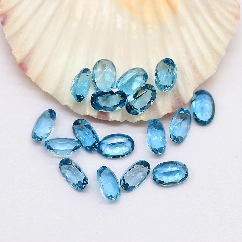 2026天然托帕石伦敦蓝托帕石戒面蛋形 戒指吊坠DIY裸石镶嵌厂家