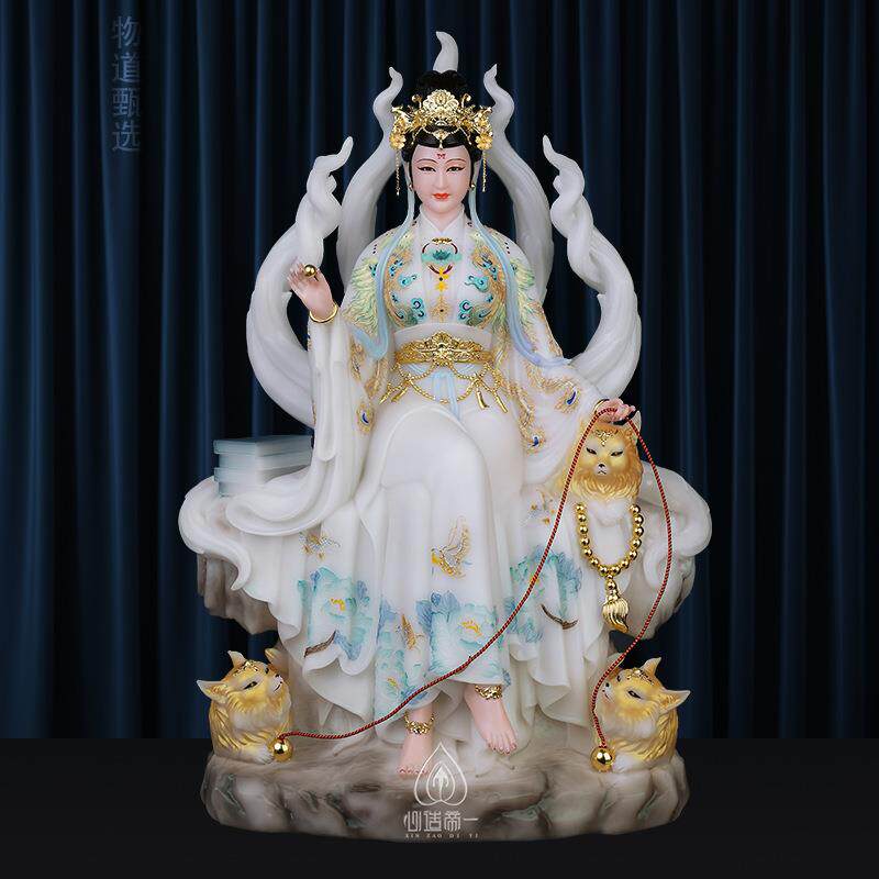 2026九尾狐娘娘神像九尾真身像摆件青丘女神汉白玉九尾白狐供像九