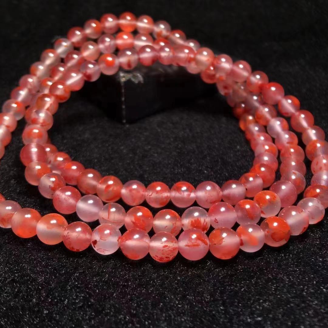 2026南红玛瑙川料冰飘飘花 色泽红润 规格6~6.5mm南红108 颗佛珠
