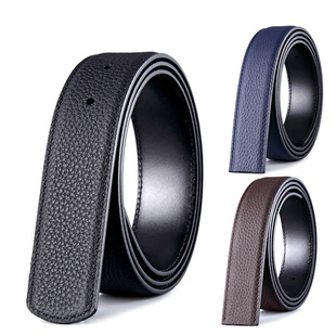 高档替换皮带男真皮不带头3.4荔枝纹无头针扣光面打孔腰带条3cm
