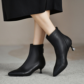 不累脚低跟加绒马丁靴显瘦及踝靴小跟短靴细跟单靴矮跟瘦瘦靴3cm