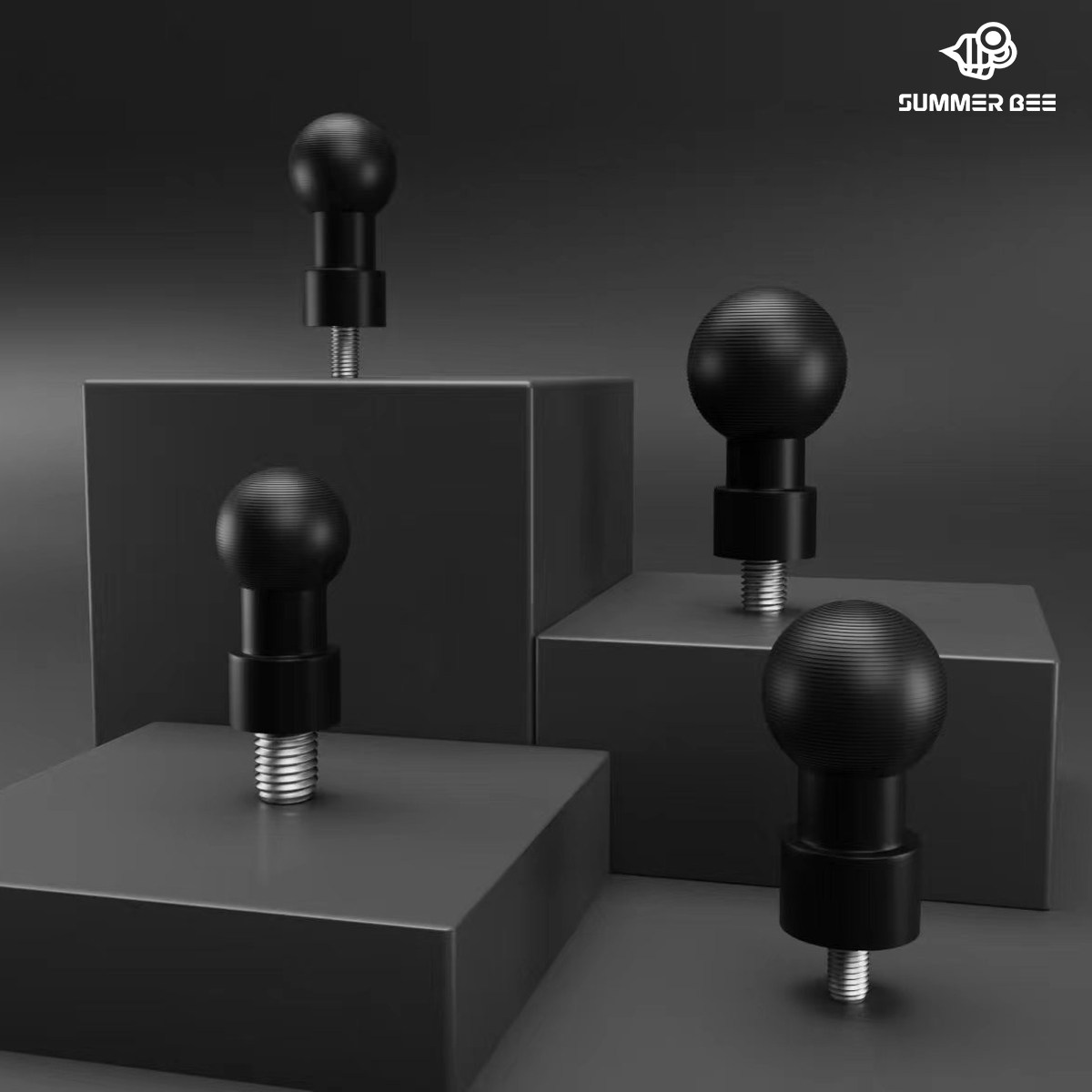 20mm球头手机支架配件底座铝合金m10/m8/m6螺丝连杆转接1/4球头