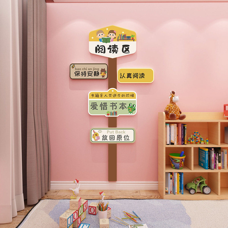 读书角创意文字装饰贴画幼儿园布置创意挂画绘本馆墙面3d立体壁贴