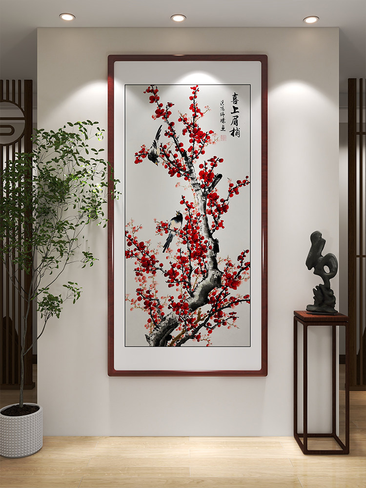 采购产品手绘梅花，中国画，喜眉，门厅挂画，走廊，寓意喜讯，春
