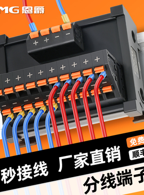 恩爵接线端子排一进多出电源分线盒分线器ECTB导轨式分线端子台