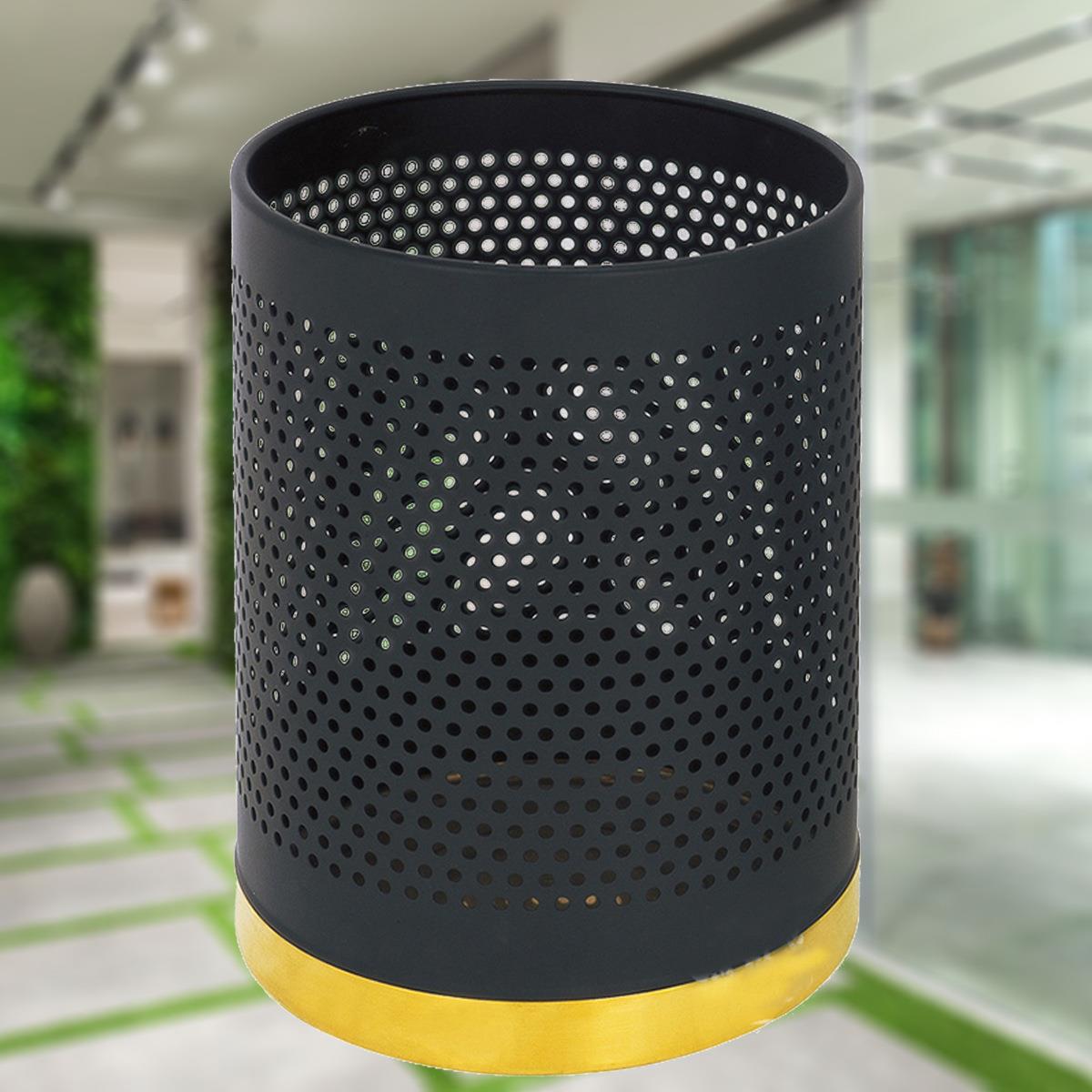 无盖垃圾桶家用酒店厨房卫生间垃圾筒圆形GPX-48冲孔垃圾桶房间桶