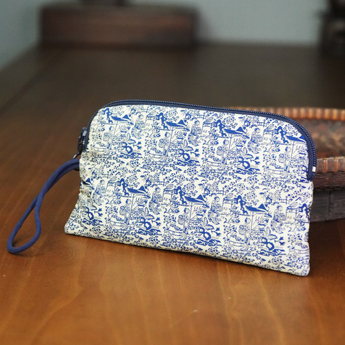 国潮小包斜挎手机包蓝色简约