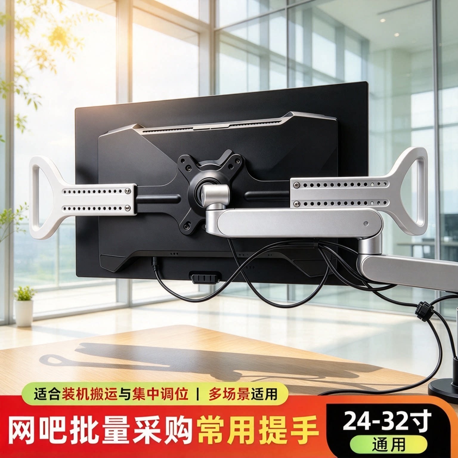 机械臂把手显示器支架扶手护屏神器显示屏手柄电脑屏幕悬臂拉手架