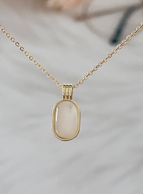 金色白贝滴油方圆固定扣吊坠抽拉链项链吊坠配件