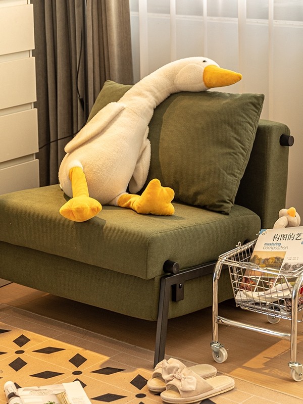 沙发床折叠两用单人推拉床客厅书房阳台灯芯绒覆古布艺小户型沙发