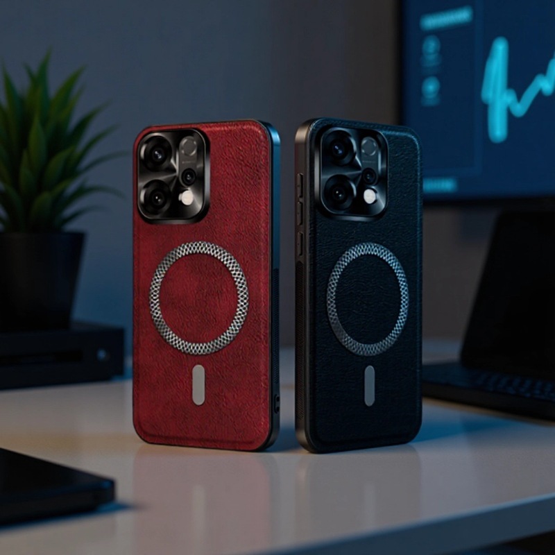 OPPOreno14F手机壳reno13磁吸皮纹reno12约商务复古皮纹磁吸男女防摔套reno11简约高端新款适用