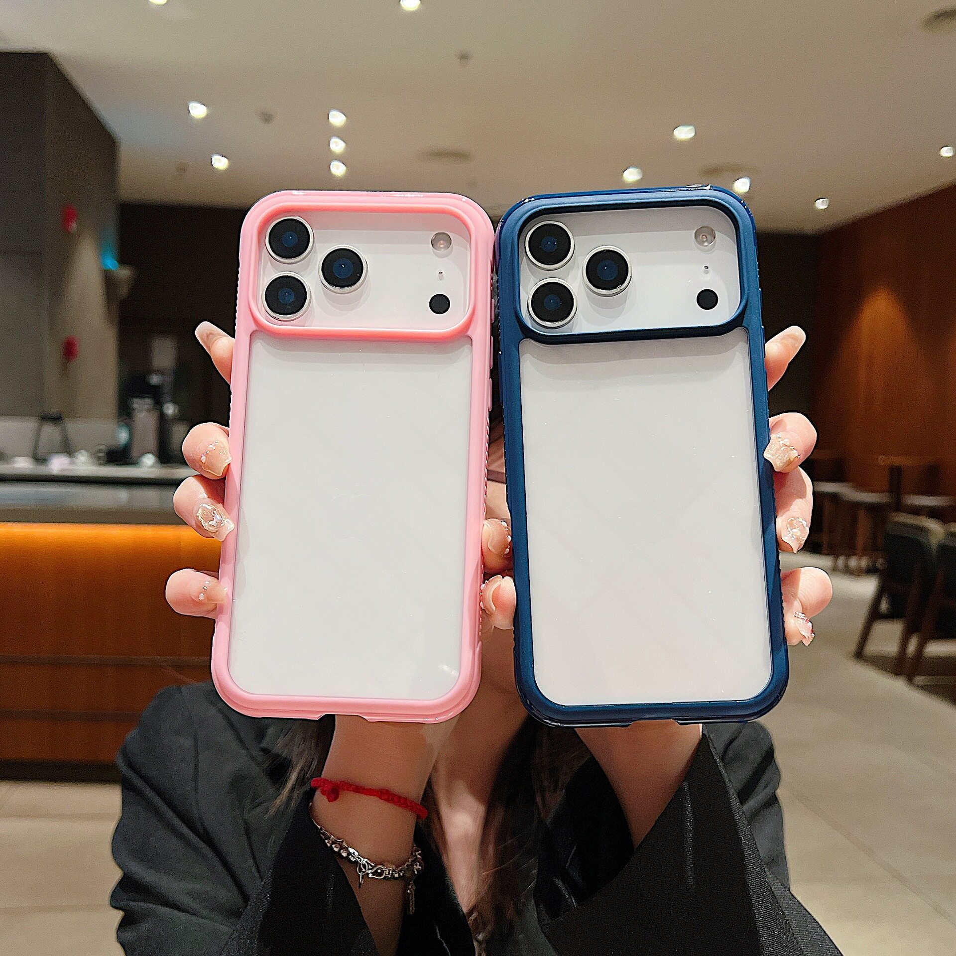 适用iPhone17pro手机壳透明亚克力黑边框苹果17promax保护套软壳全包十七17Air防摔硅胶大孔镜头简简单单男女